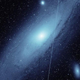 A Starlink satellite streak appears in a ZTF image of the Andromeda galaxy, as pictured on May 19, 2021.
